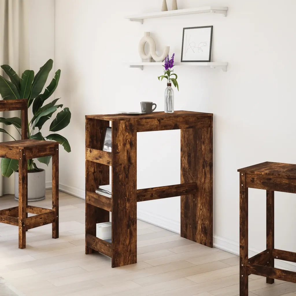 Tavolo Bar con Rastrelliera Rovere 90x40x103,5 cm Multistrato