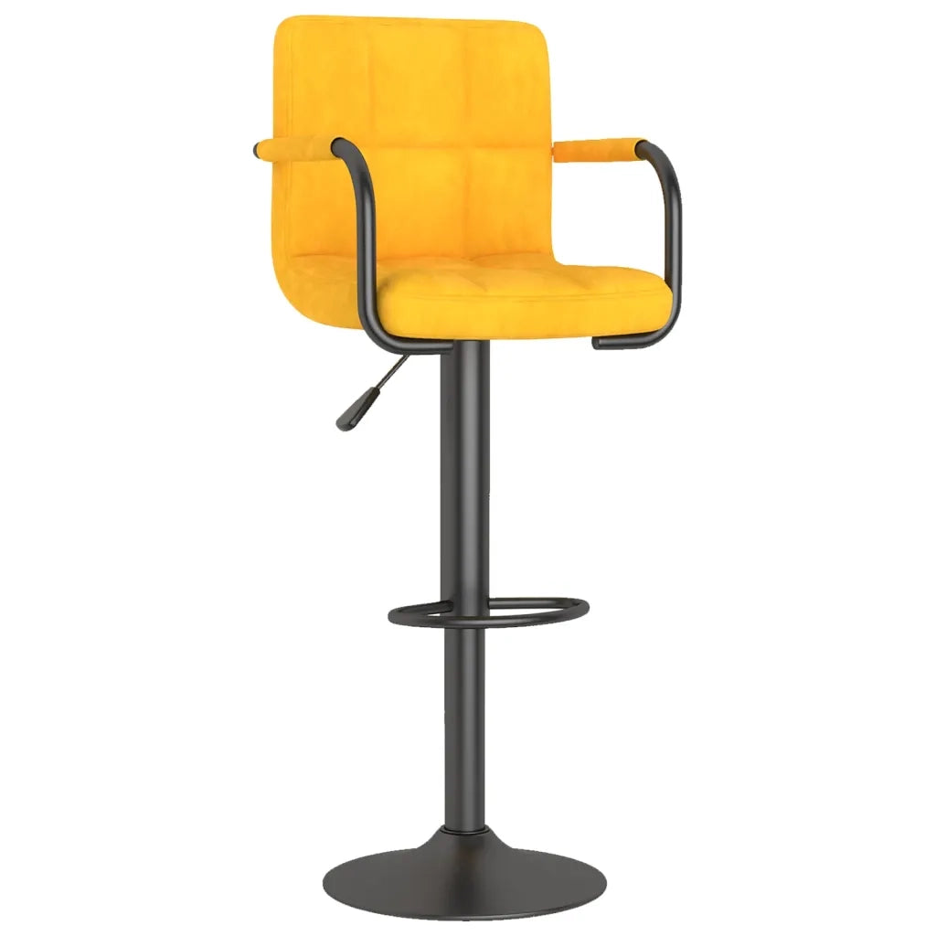 Sgabello da Bar Giallo Senape in Velluto
