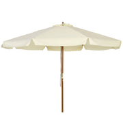 Ombrellone da Giardino con Doppio Tettuccio Ø3,25x2,50m in Legno di Bambù e Poliestere Beige