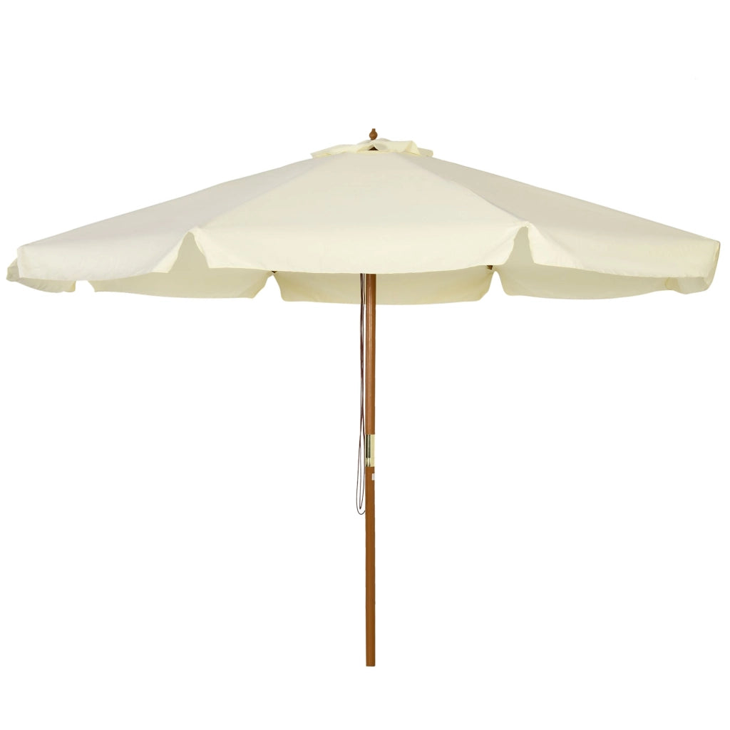 Ombrellone da Giardino con Doppio Tettuccio Ø3,25x2,50m in Legno di Bambù e Poliestere Beige