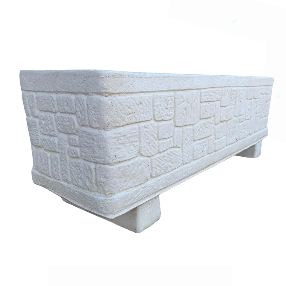 Fioriera giardino cemento effetto pietra l.101xp.30xh.34 cm serie valle d'itria