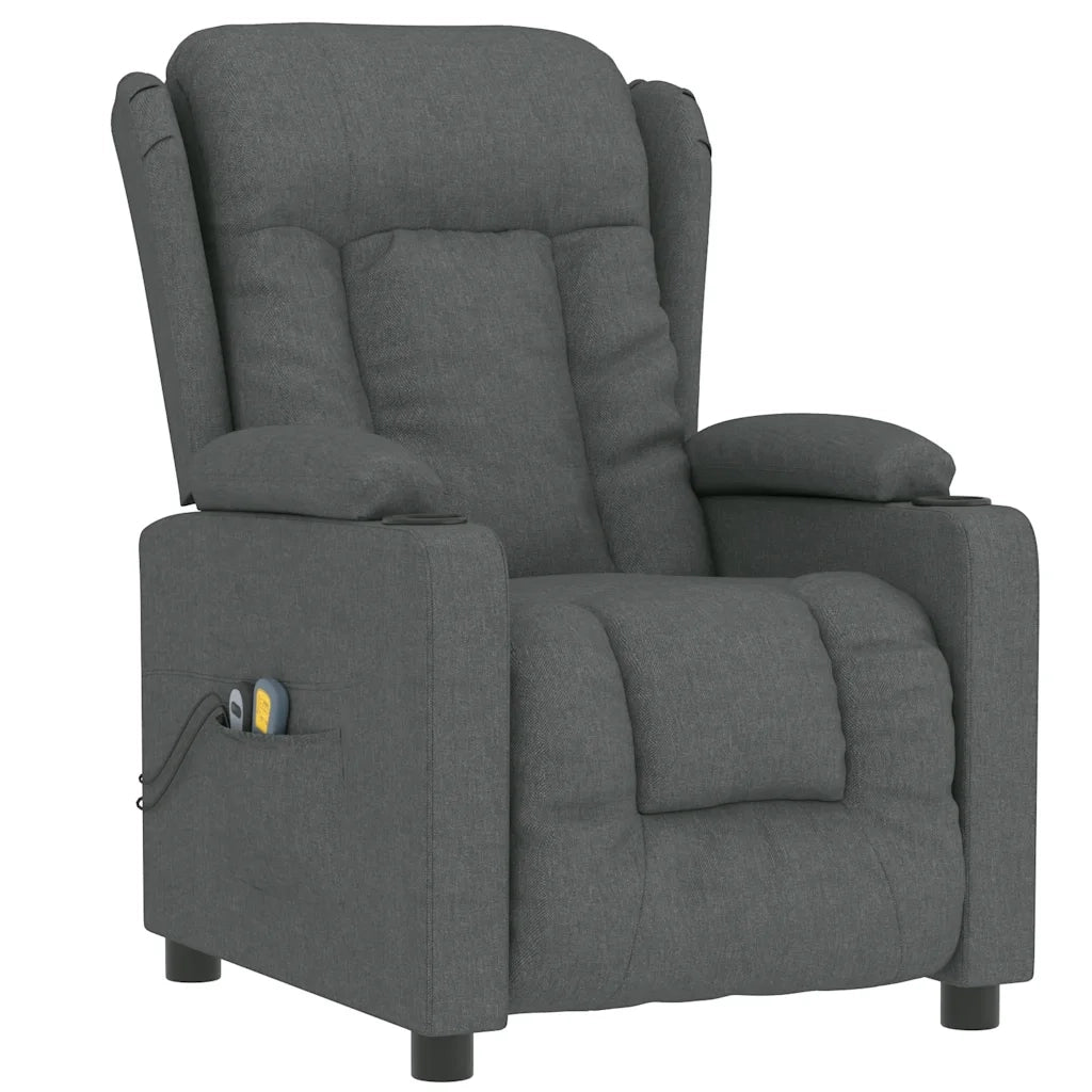 Poltrona Massaggiante | Sedia Relax Elettrica Grigio Scuro in Tessuto
