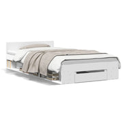 Letto singolo | Letto per adulti | Giroletto con Cassetto Bianco 75x190 cm in Legno Multistrato