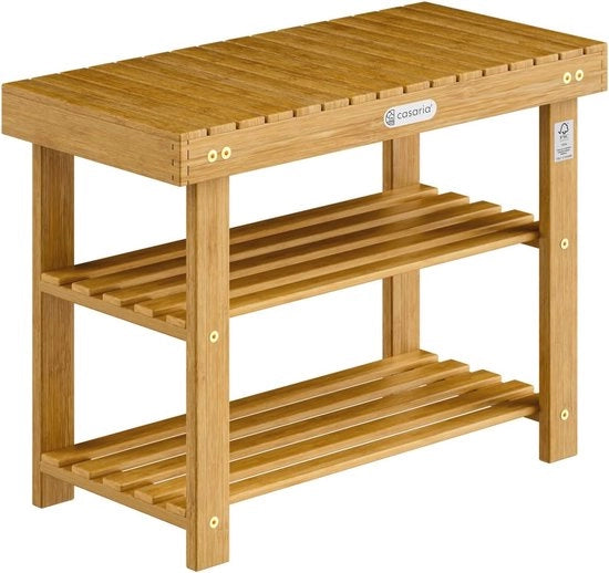 Banco da Sedia in Legno di Acacia Massiccio 70x30x46cm - Sedia da Scarpe Multifunzionale per Entrata