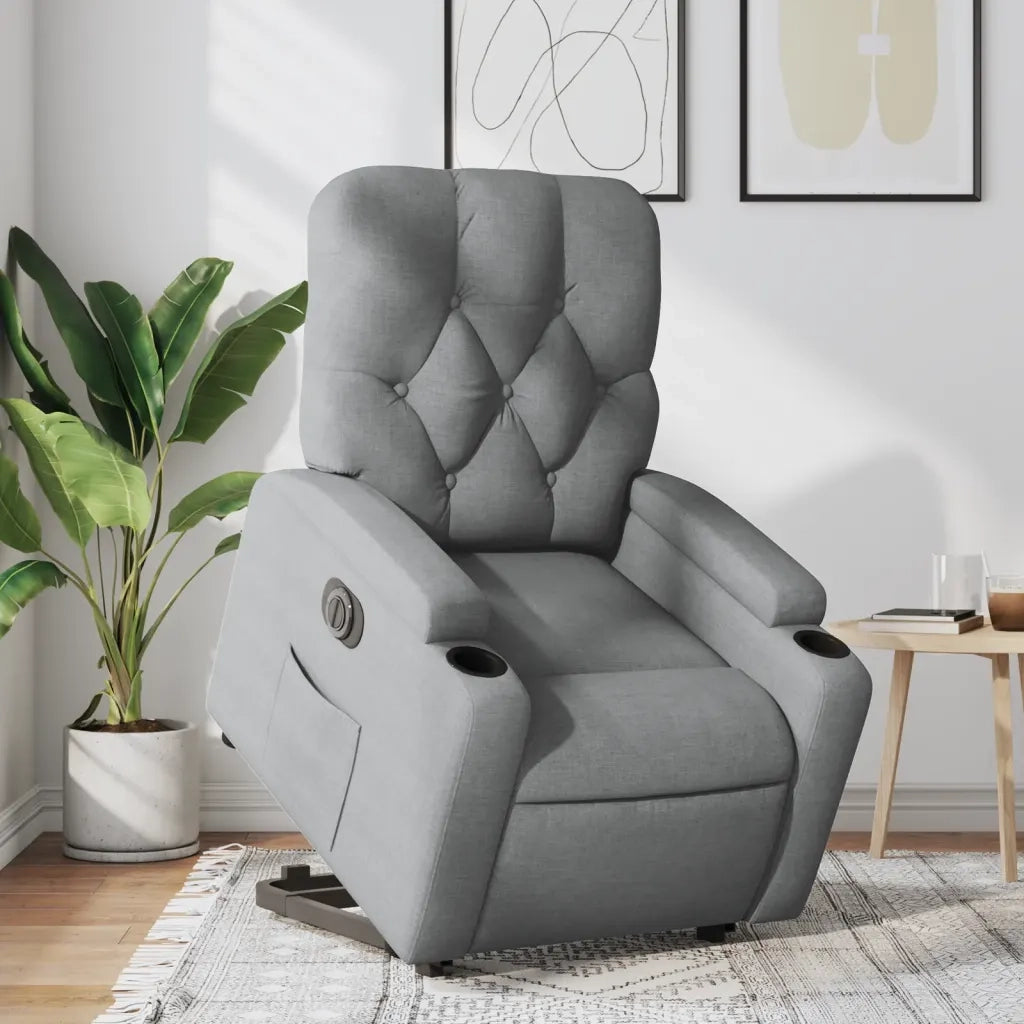 Poltrona Reclinante Alzapersona Elettrica Grigio Chiaro Tessuto 3204734