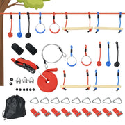 Percorso ostacoli ninja per bambini ¨C Xylo ¨C 30 accessori con slackline 10m blu nero rosso