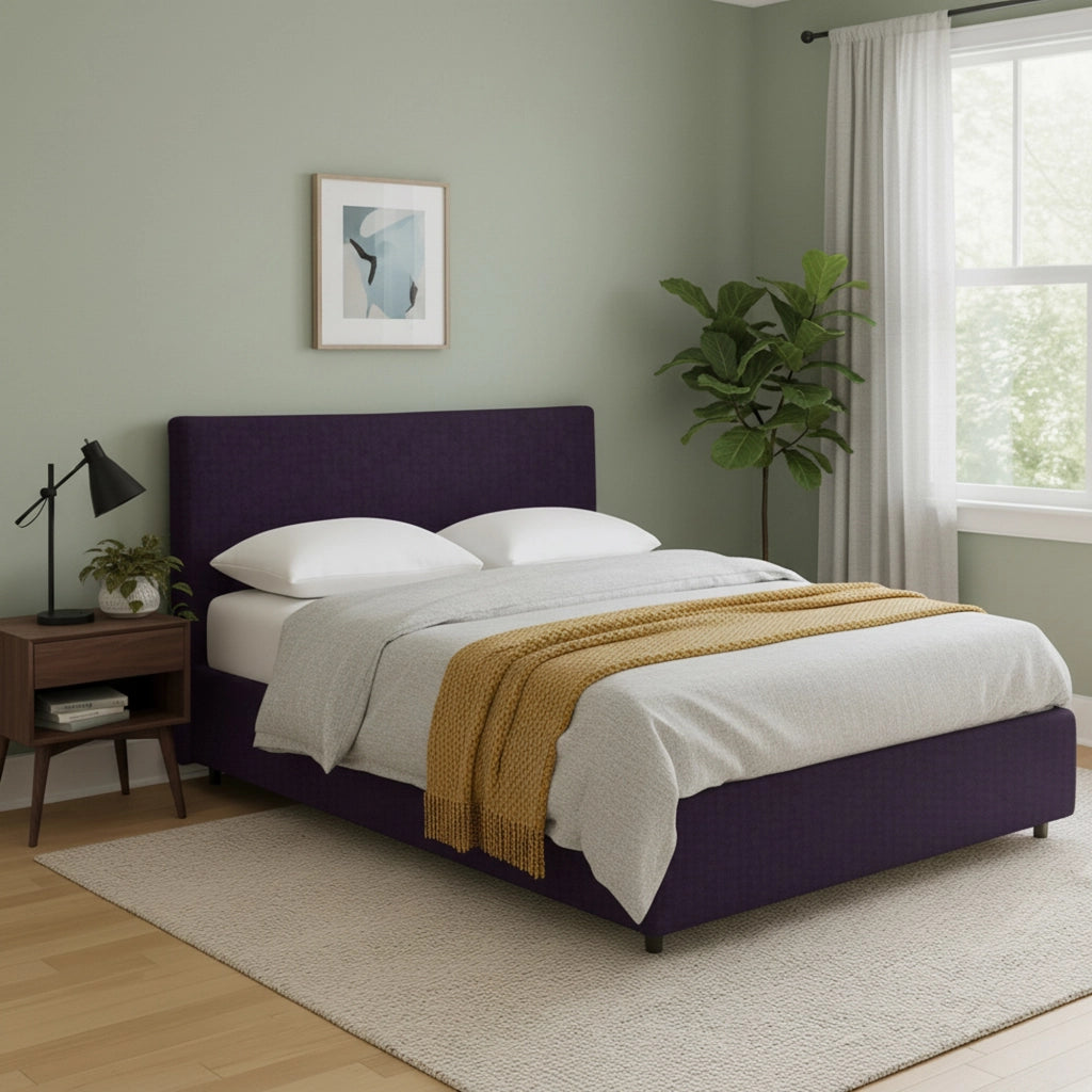 Tipton, Letto Matrimoniale Sfoderabile Made in Italy, Viola