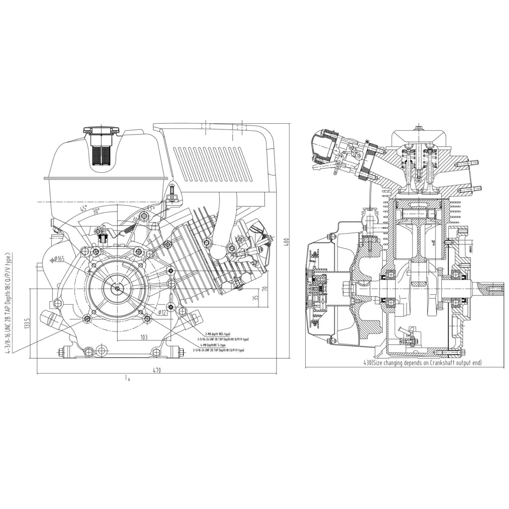 LIFAN 190 Motore a benzina a 4 tempi 10kW (15 CV) 25mm OHV raffreddato ad aria 1 cilindro, avviamento a strappo