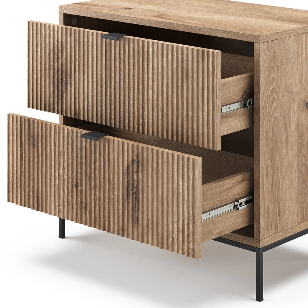 Vicco Comodino Quercia vichinga 66 x 60 cm con 2 cassetti