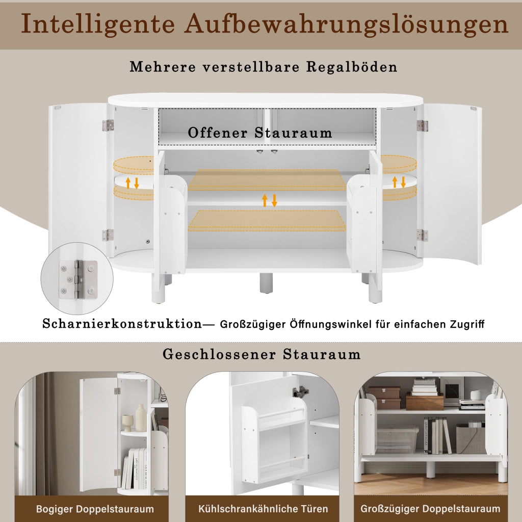 Credenza con 2 ante e ripiani regolabili per ingresso in MDF 120×38×77 cm bianco