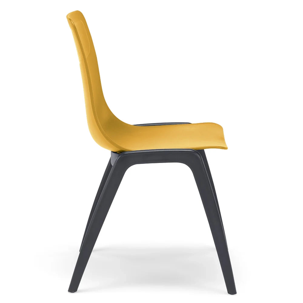 Set 2 sedie in tecnopolimero Dalia L colore Senape, 100% MADE IN ITALY, gambe Antracite, impilabile, design moderno ideale per sala da pranzo, cucina, soggiorno, ufficio, camera per bambini