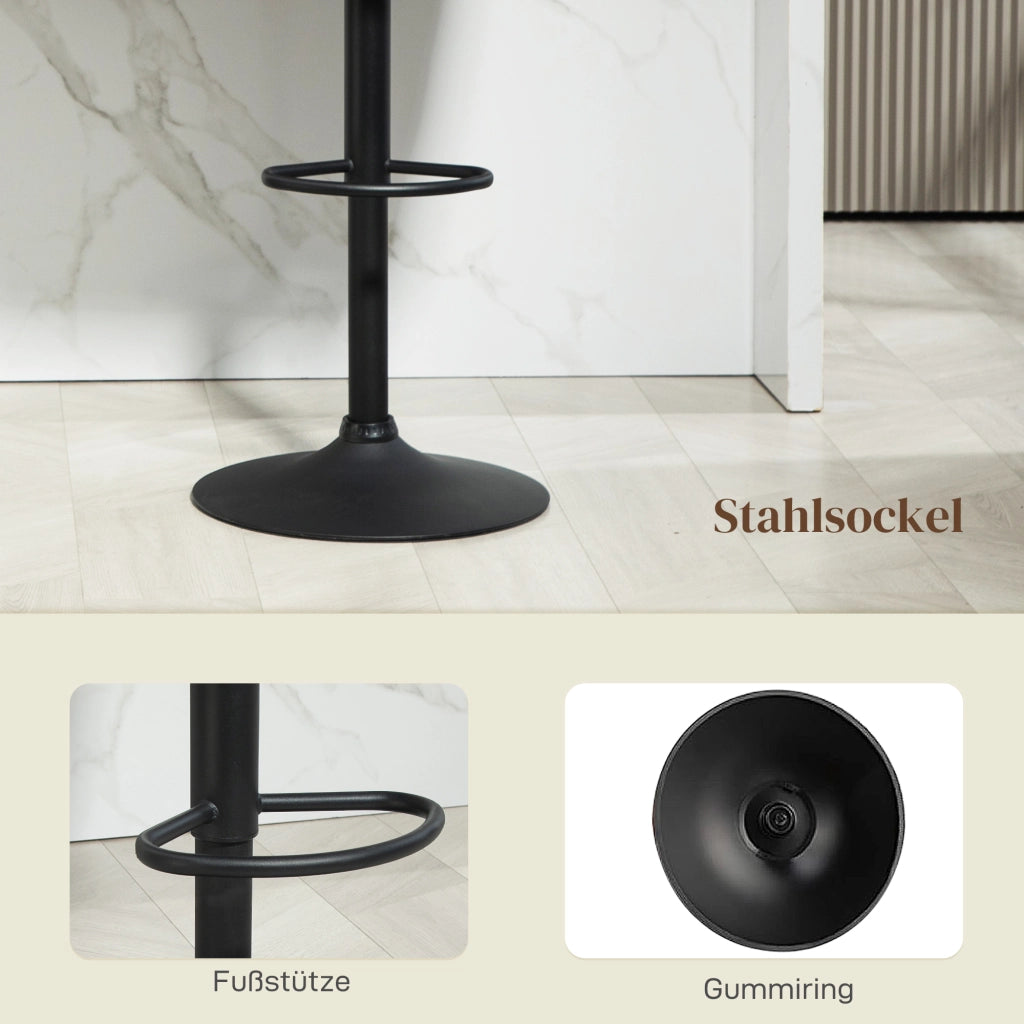 SGABELLO ALTO Set da 2 pezzi girevole 59x53x89-110 cm grigio scuro poliestere