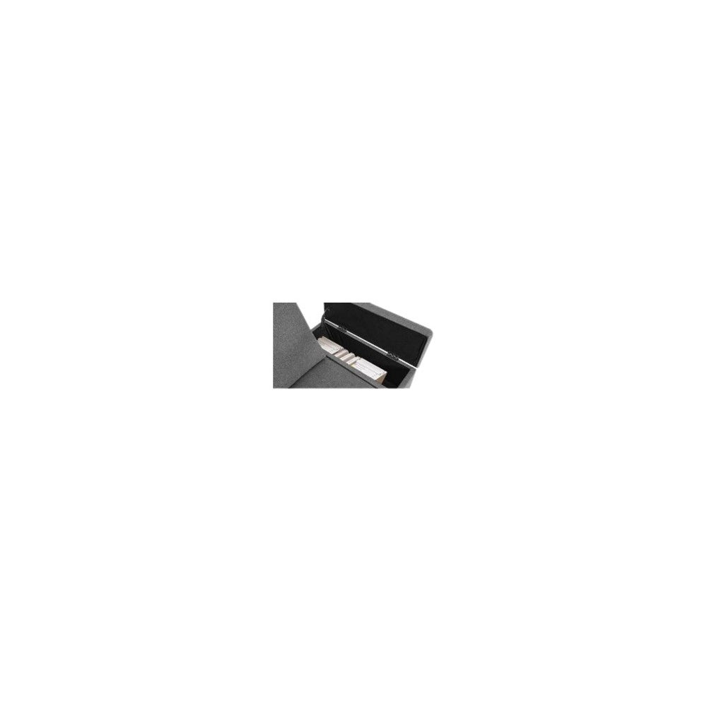 Divano angolare destro tessuto grigio Dina con bracciolo porta oggetti 218X172X87H