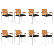 Sedie da Giardino con Cuscini 8 pz in Legno Massello di Acacia cod mxl 76307