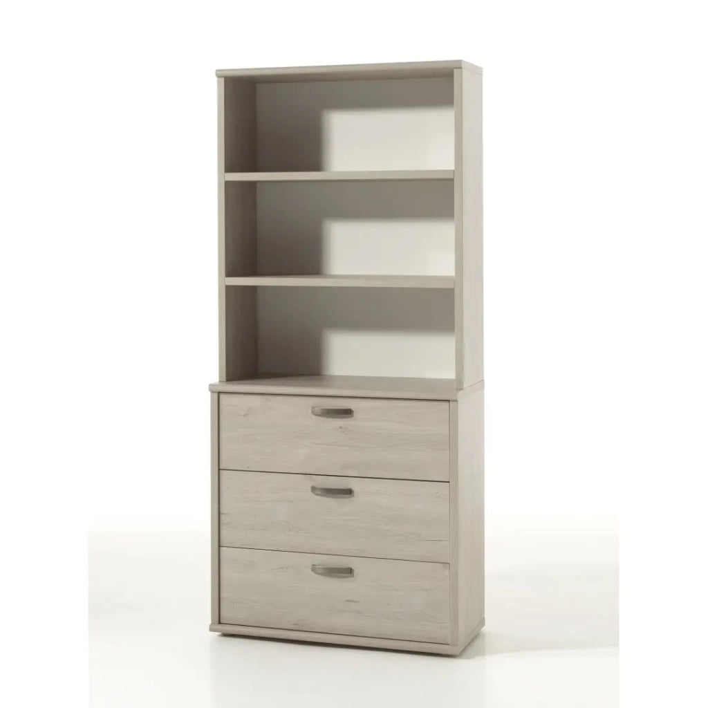 Cassettiera DANY – 3 cassetti con modulo 3 scaffali in rovere chiaro