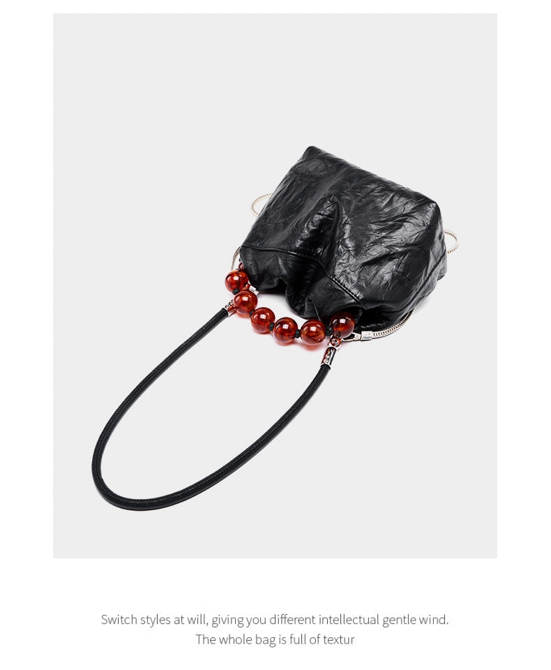 Borsa a tracolla Stachel da donna in vera pelle nera