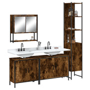 Set Mobili da Bagno 4 pz Rovere Fumo in Legno Multistrato