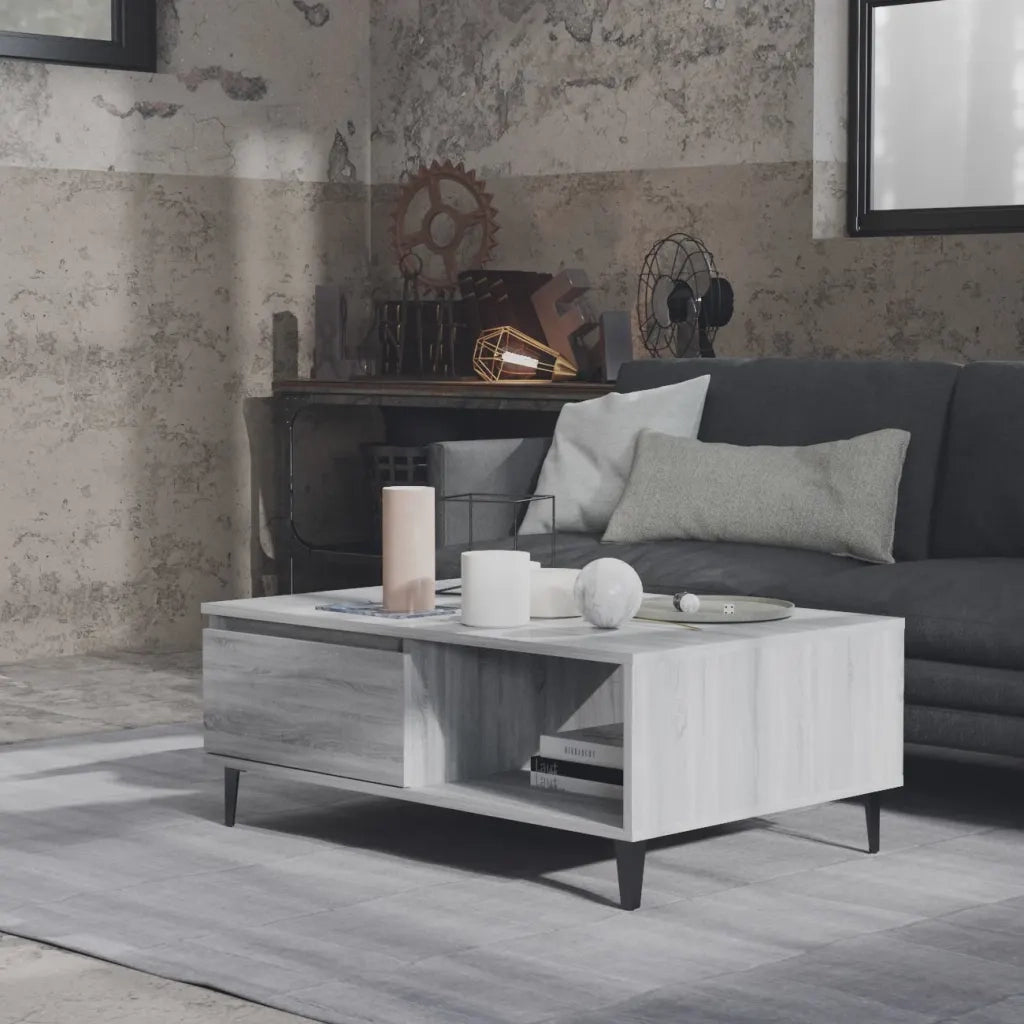 Tavolino da Salotto-Tavolino da soggiorno-Tavolo Grigio Sonoma 90x60x35 cm in Truciolato