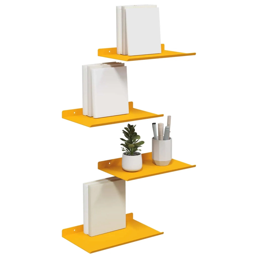 Mensola sospesa 4 pcs Giallo senape 30 x 18 x 2,5 cm Acciaio