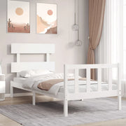 Giroletto con Testiera-Struttura Letto con testiera Bianco Single in Legno Massello 910800