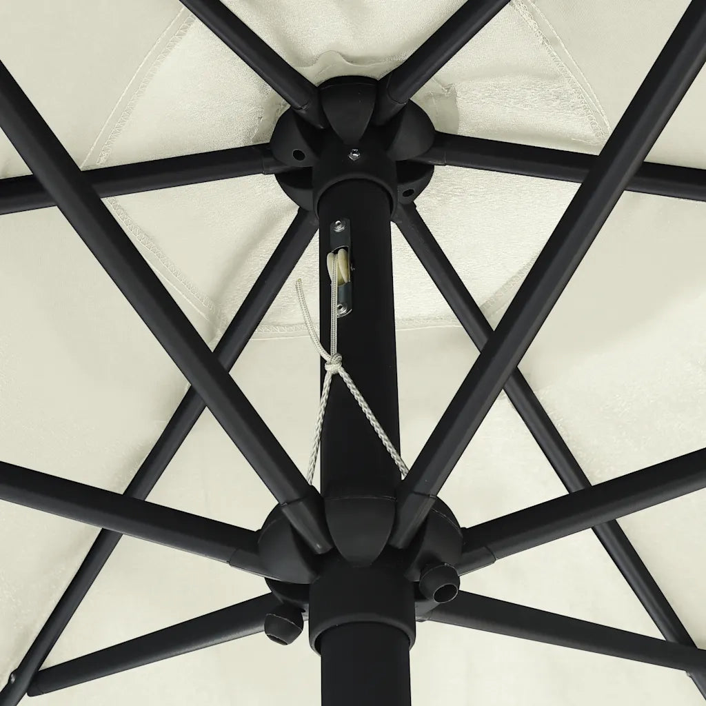Ombrello | Parasolne con Luci a LED e Palo Alluminio 270 cm Bianco Sabbia