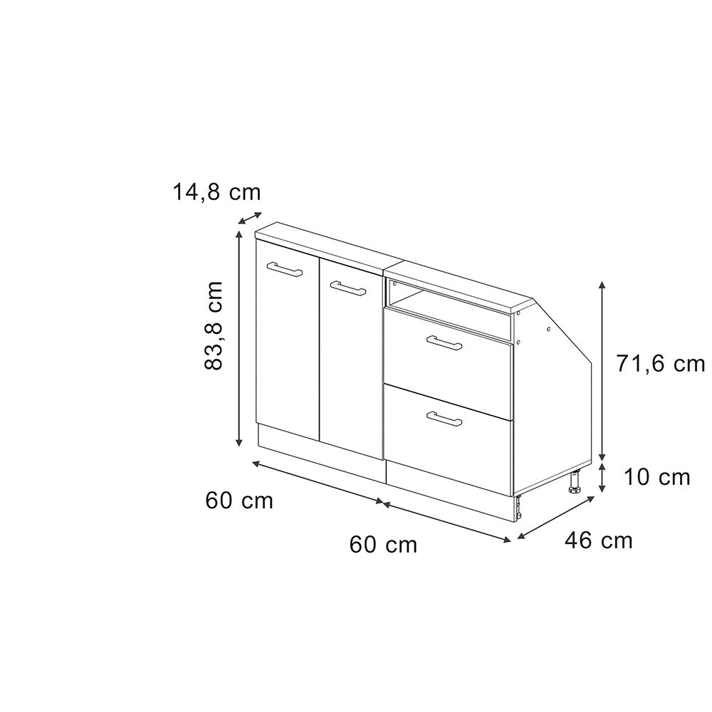 Set di mobili sottotetto Rion Bianco rustico/Bianco Set di 2 Vicco