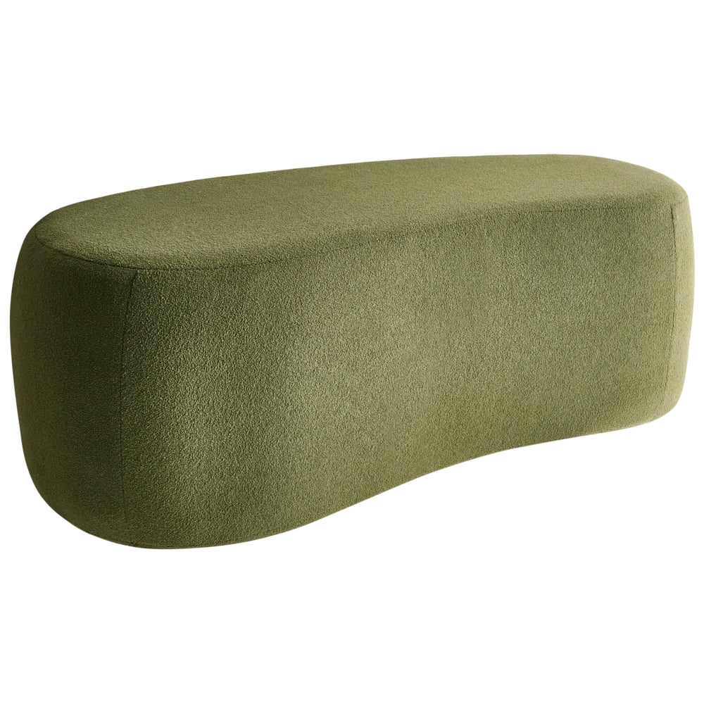 Sgabello imbottito moderno in bouclé verde panca da letto sgabello