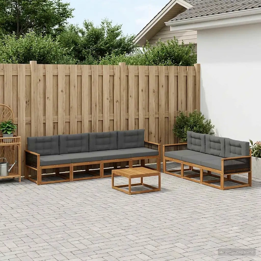 Set di divani da esterno con cuscino 8 pcs Naturale e Antracite 3382405