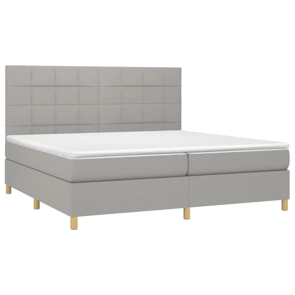Giroletto a Molle con Materasso Grigio Chiaro 200x200cm Tessuto 3142361