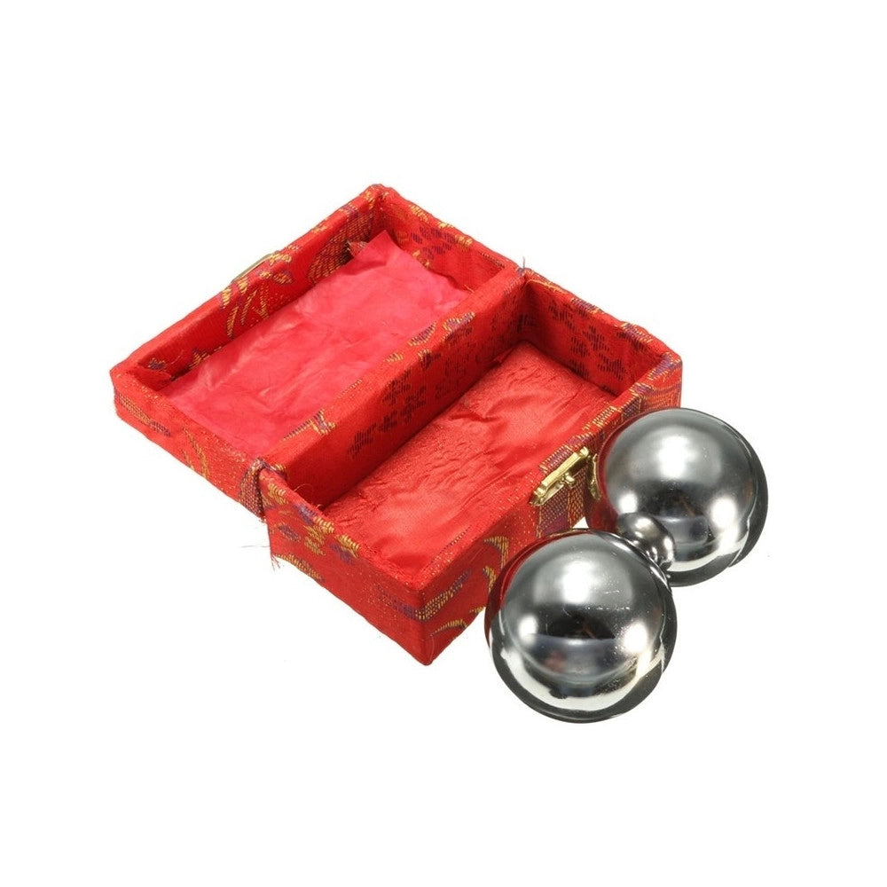 Trade Shop - 2 Sfere Cinesi In Acciaio Anti Stress Relax Massaggio Casa Spa 52 Mm Forza Mano -
