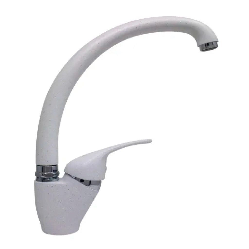 RUBINETTO MISCELATORE MONOCOMANDO PER LAVELLO CANNA ALTA GRANITO BIANCO 3/8   PORTA & BINI RUBINETTERIE SNC