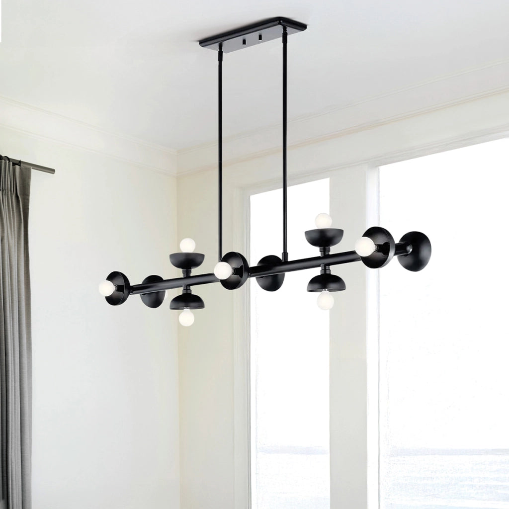 Lampada sospesa Palta loft nera 122cm 10xE14 Kichler