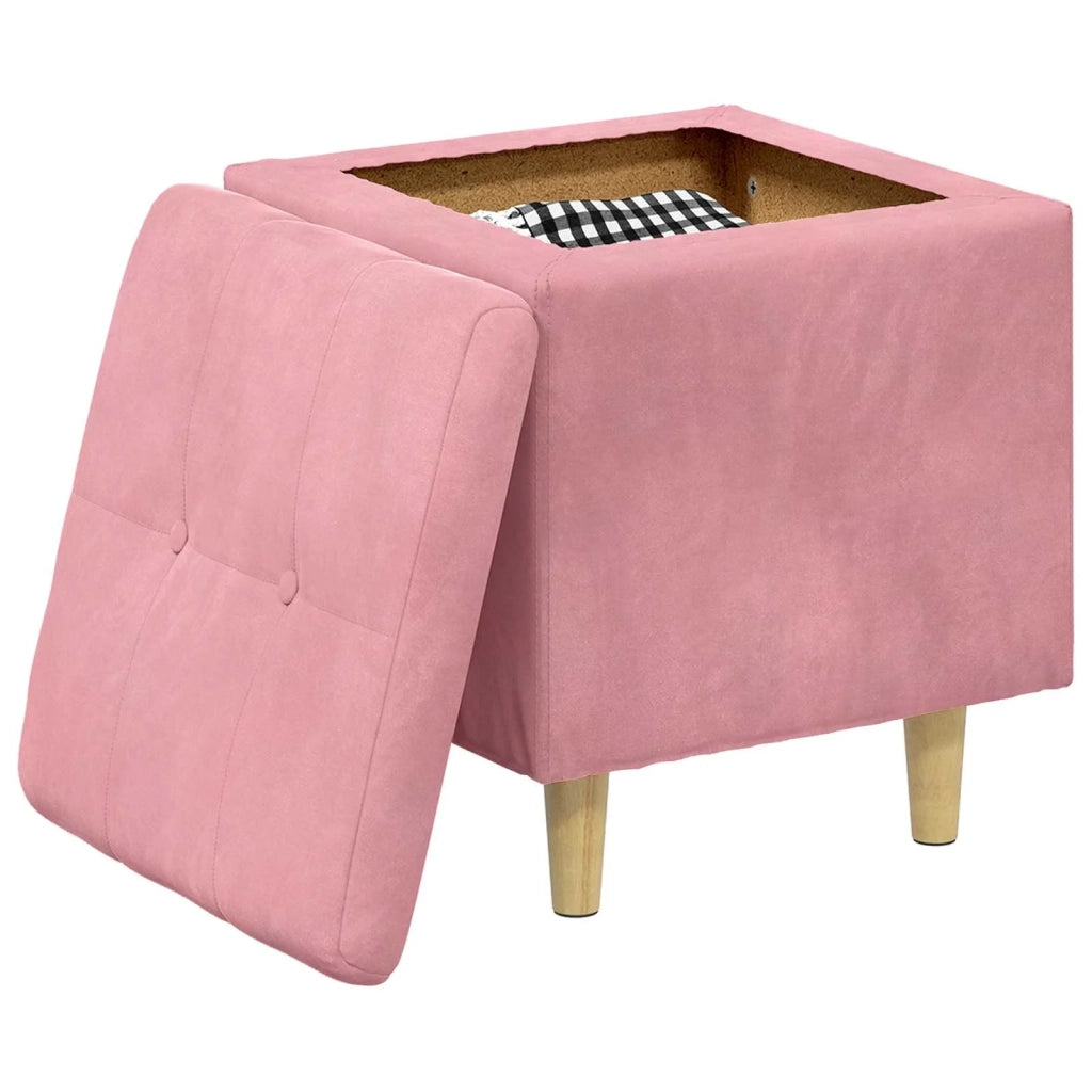 Pouf contenitore con cuscino Rosa 40 x 40 x 45 cm Velluto 876813