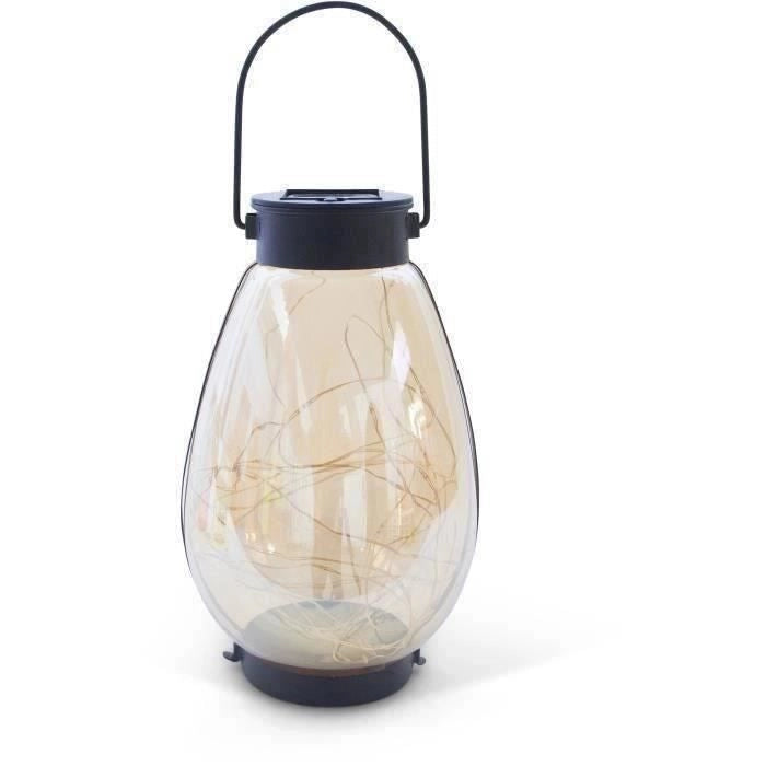 Lanterna solare - GARDEN ID Bali - 14 H23 cm - Illuminazione 6-8 ore - Sospensione versatile - Batteria AAA ricaricabile.