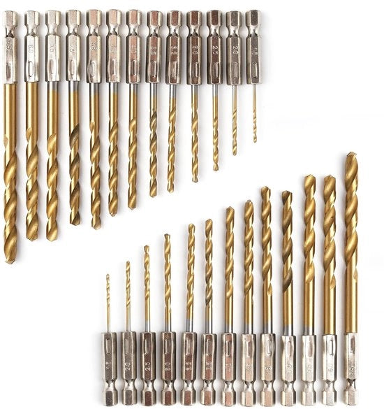 Set di foratura 26 pezzi - Bora in titanio rivestito - Trapano HSS 1,5-6,5 mm - Per legno/plastica/metallo - Alta resistenza al usuramento - Materiale duraturo
