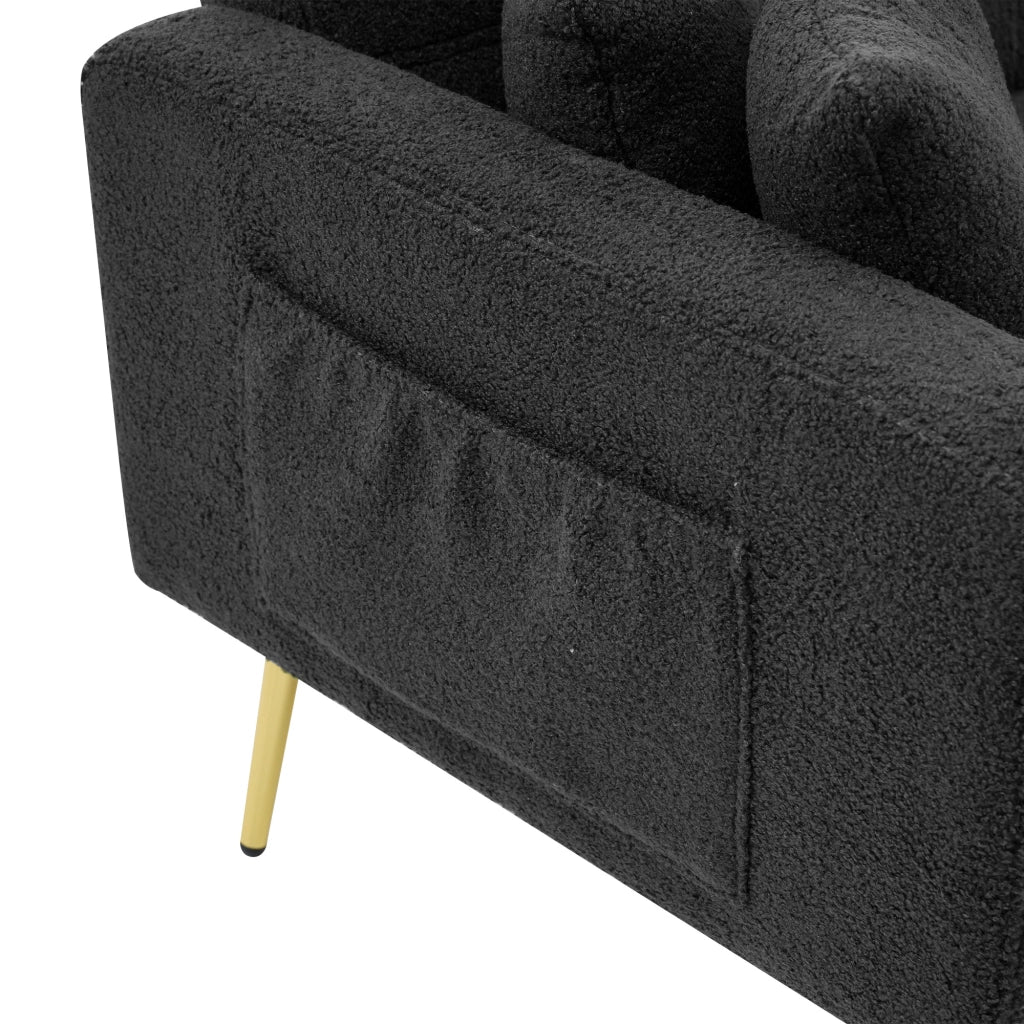 DIVANO LETTO Reclinabile 175x64x72 cm Tessuto Sherpa Grigio Scuro