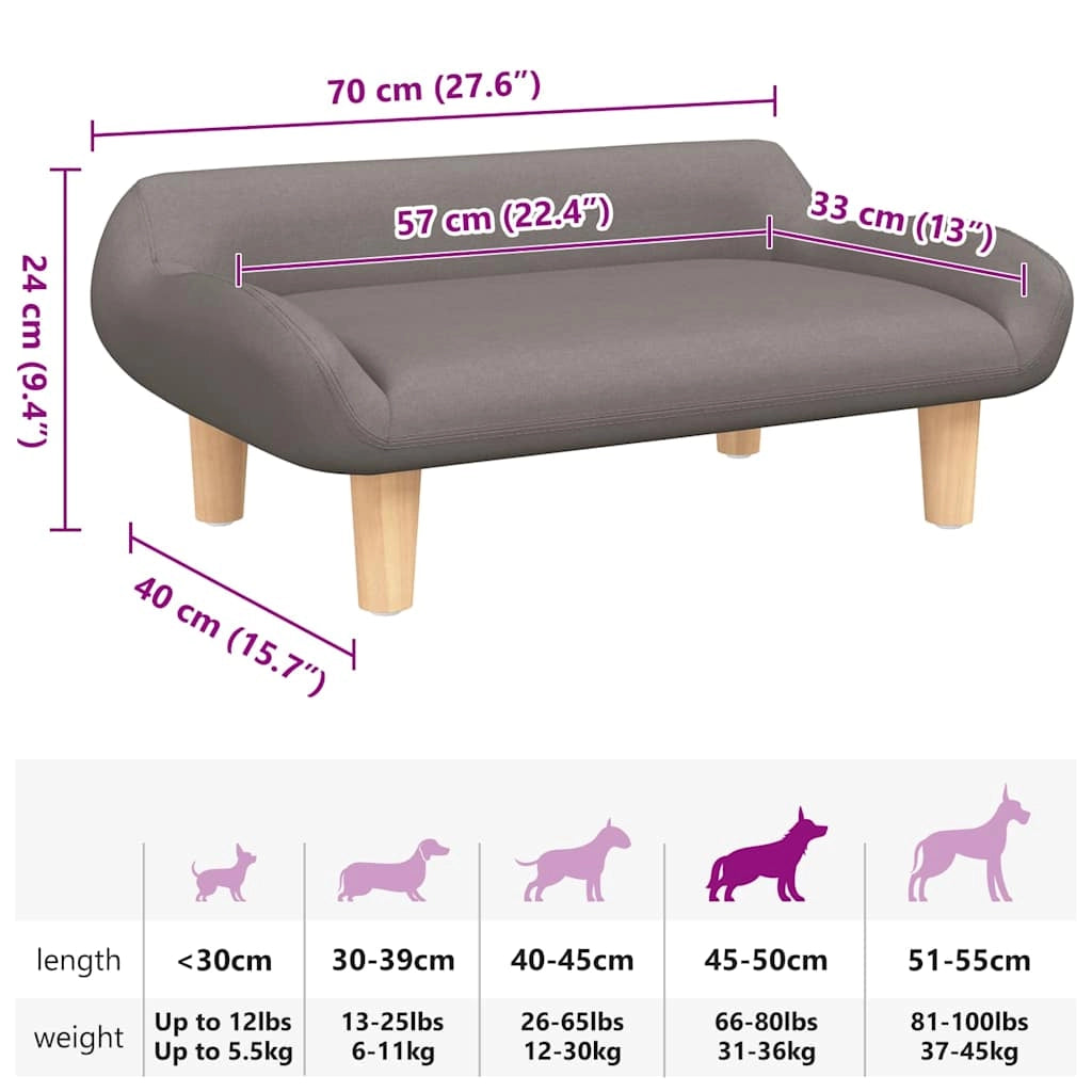 Cuccia per cani comoda cesta da divano tortora 70 x 40 x 24 cm tessuto tortora 02_0043201