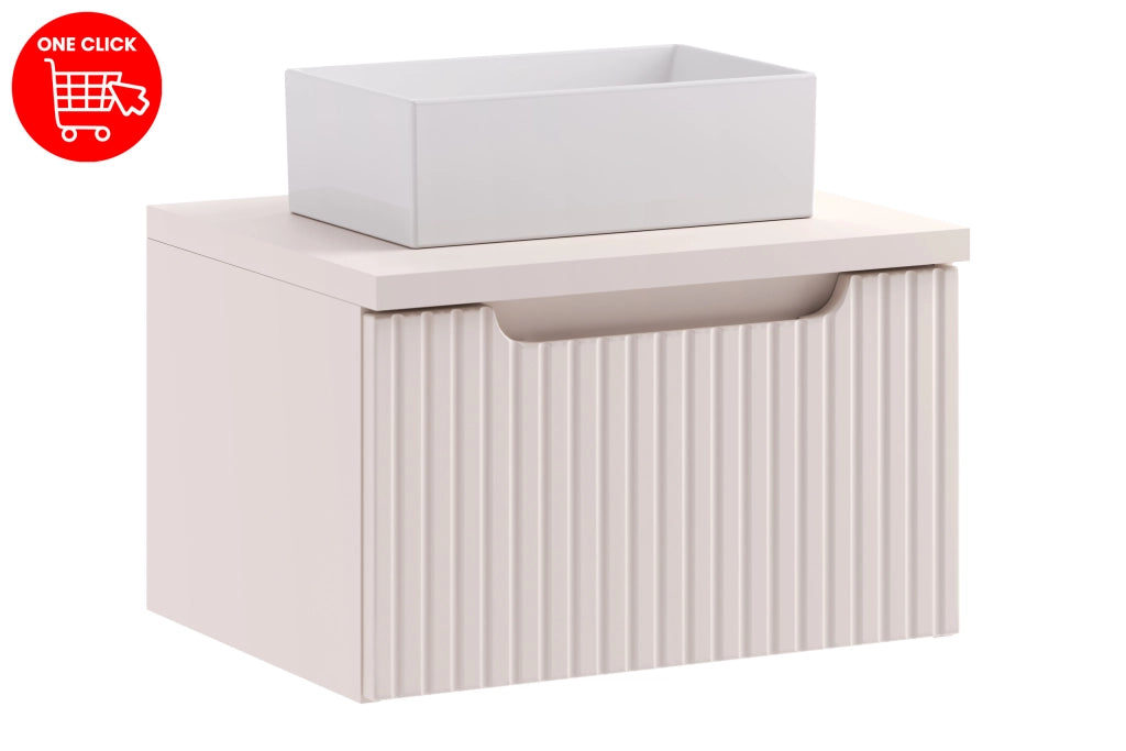 Set mobili bagno 50 cm con piano e lavabo da appoggio Gaja Nova Cashmere 50 cm