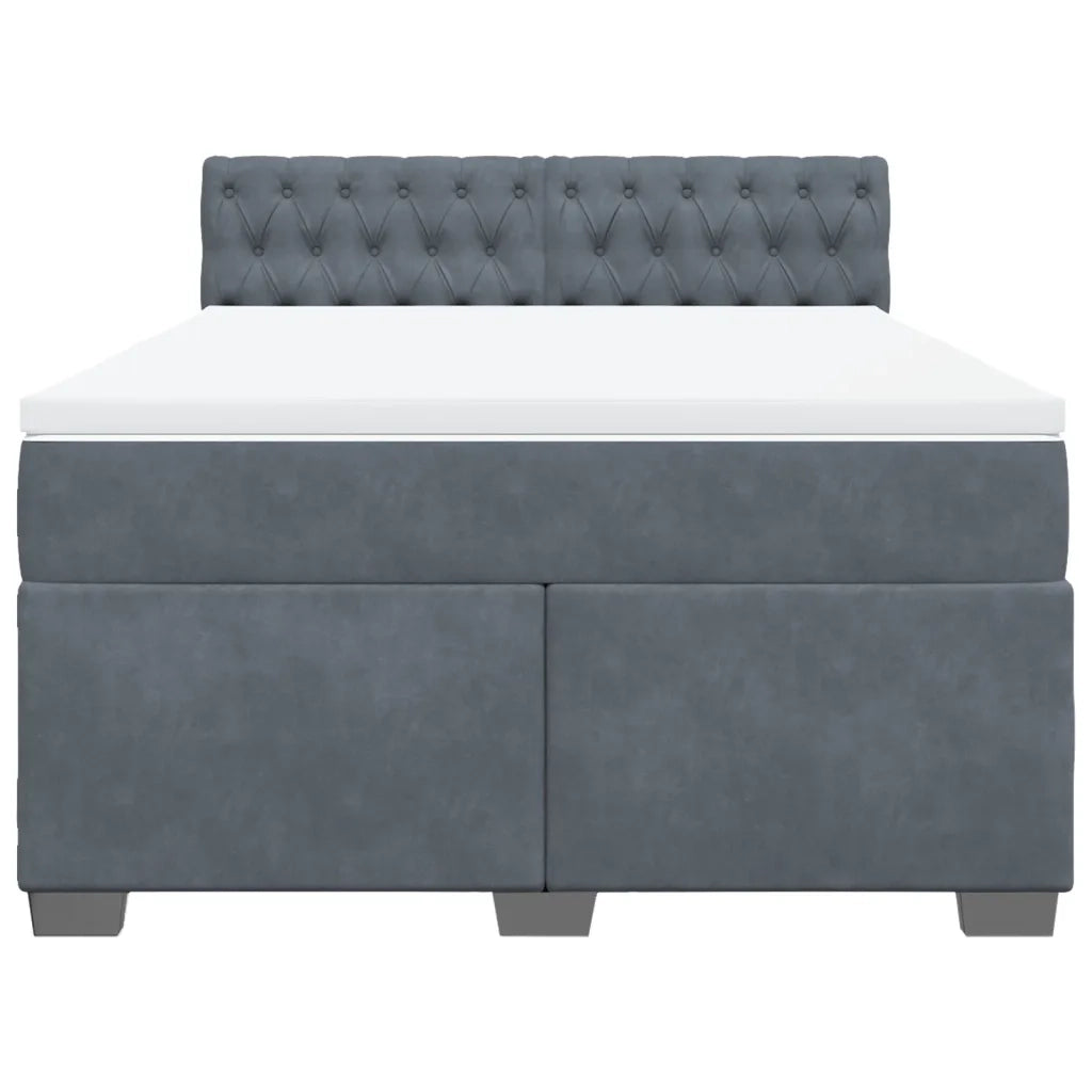 Giroletto a Molle con Materasso Grigio Scuro 160x200 cm Velluto 3286361