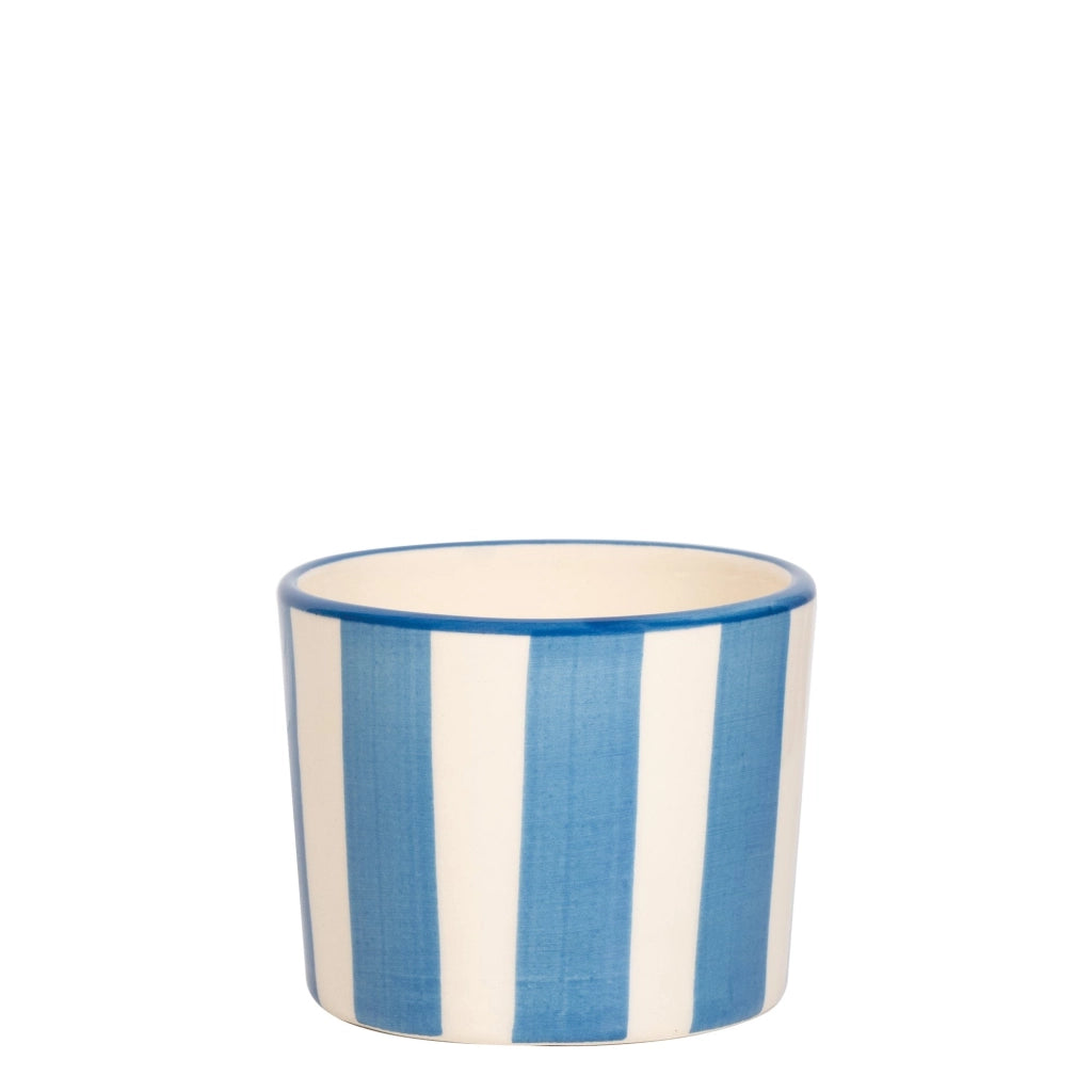 Lido Set 2 Bicchieri Tumbler Righe Azzurro, Artigianato di Civita Castellana, Ceramica Dipinta a Mano dal Design Vintage per Tavola Elegante