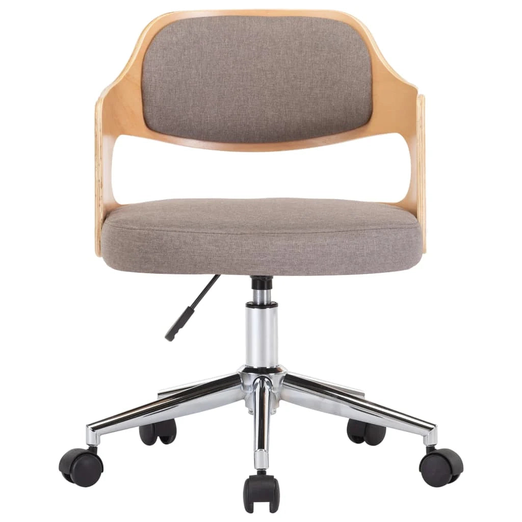 Sedia girevole da ufficio/studio in legno curvato e tessuto color tortora 02_0024178