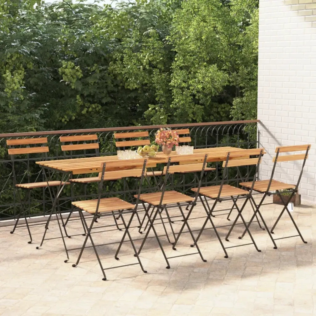 Sedie Pieghevoli da Bistr¨° 8 pz | Sedie da Esterno Legno Massello Teak e Acciaio