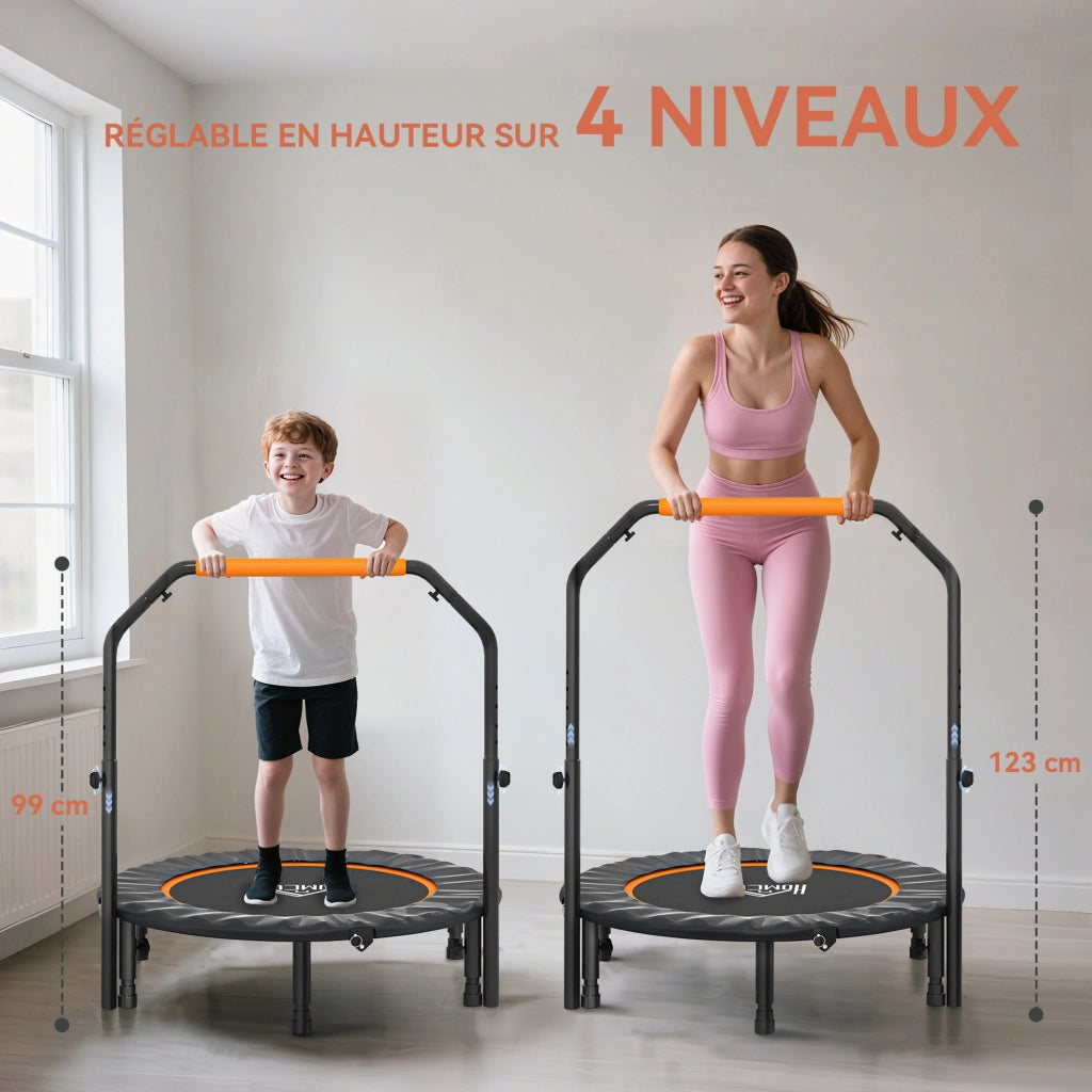 Trampolino da fitness ginnastica regolabile pieghevole 6 piedi 28 molle ¨C zephmum ¨C nero arancio ? 102 cm