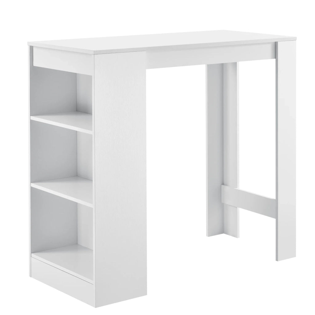 Tavolo alto da bistrot con contenitore 3 ripiani 110 cm bianco 03_0006187