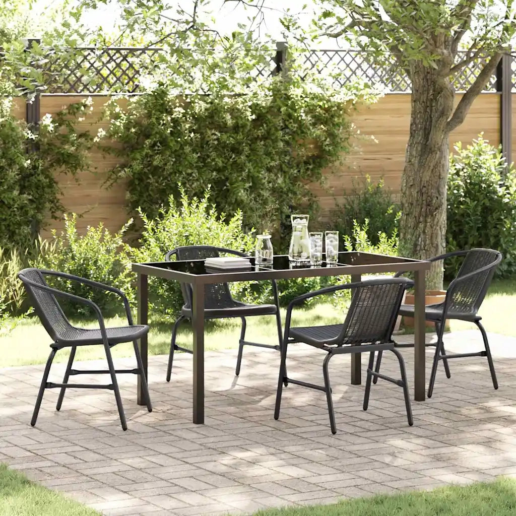 Set da Pranzo per Giardino 5 pcs Nero 3379382