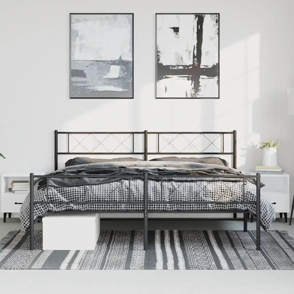 Giroletto con Testiera e Pediera Metallo Nero 183x213 cm 372300