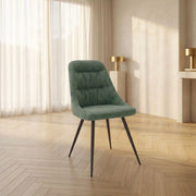 Set 2 sedie imbottite Cascade tessuto colore verde e gambe in metallo nero