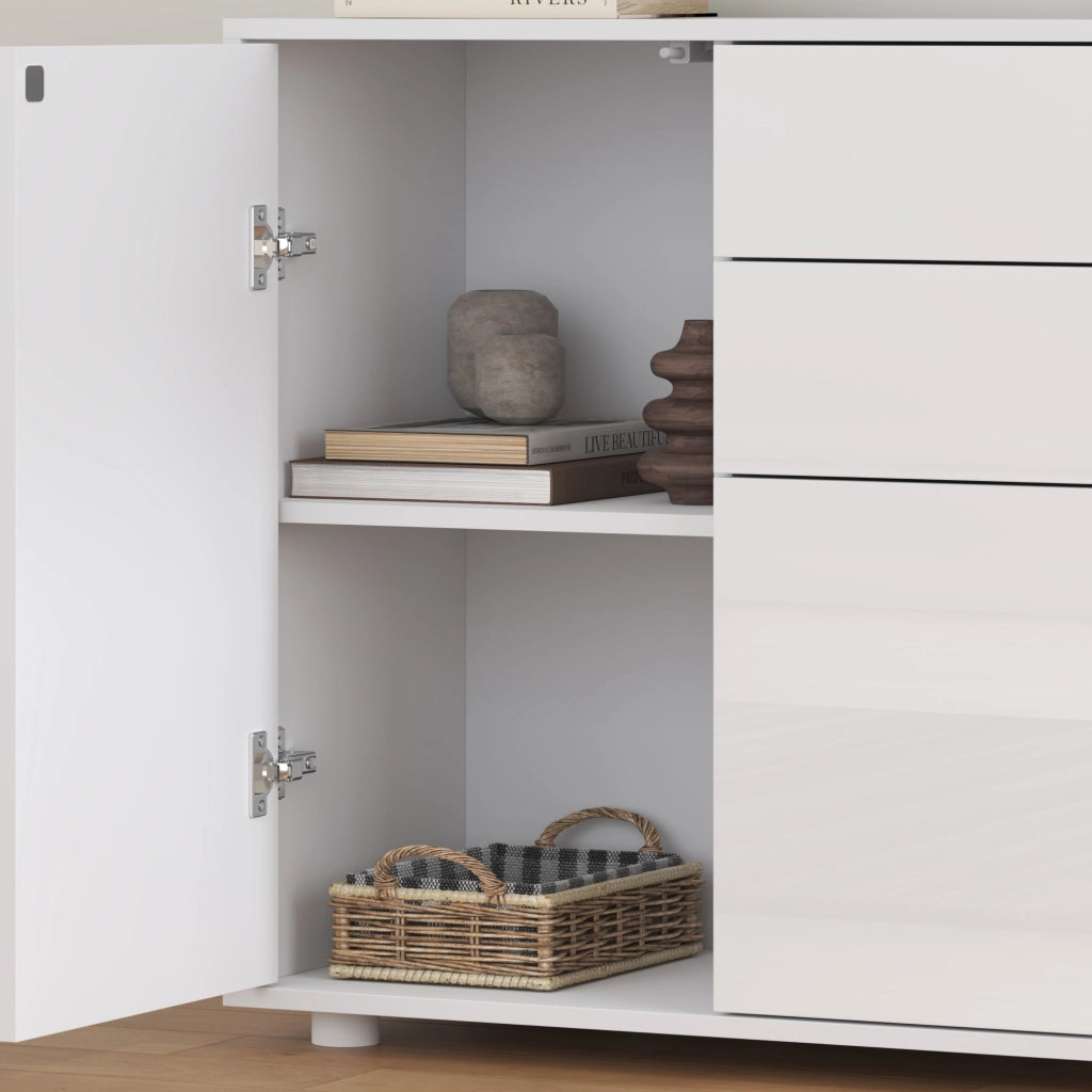 Comò Paarl con 2 Ante e 2 Cassetti 74x79x36 cm - Bianco Lucido [en.casa]
