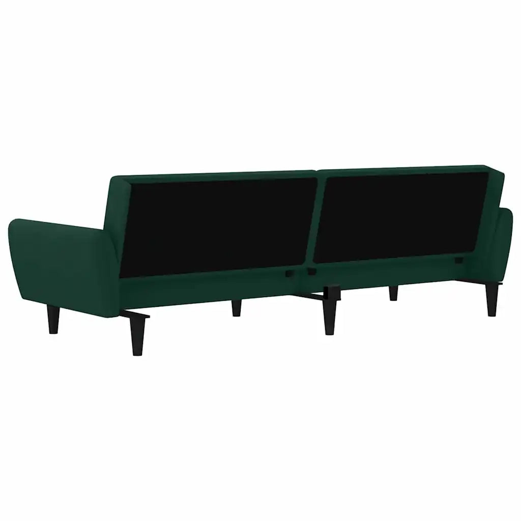 Divano Letto a 2 Posti Verde Scuro in Velluto 375860