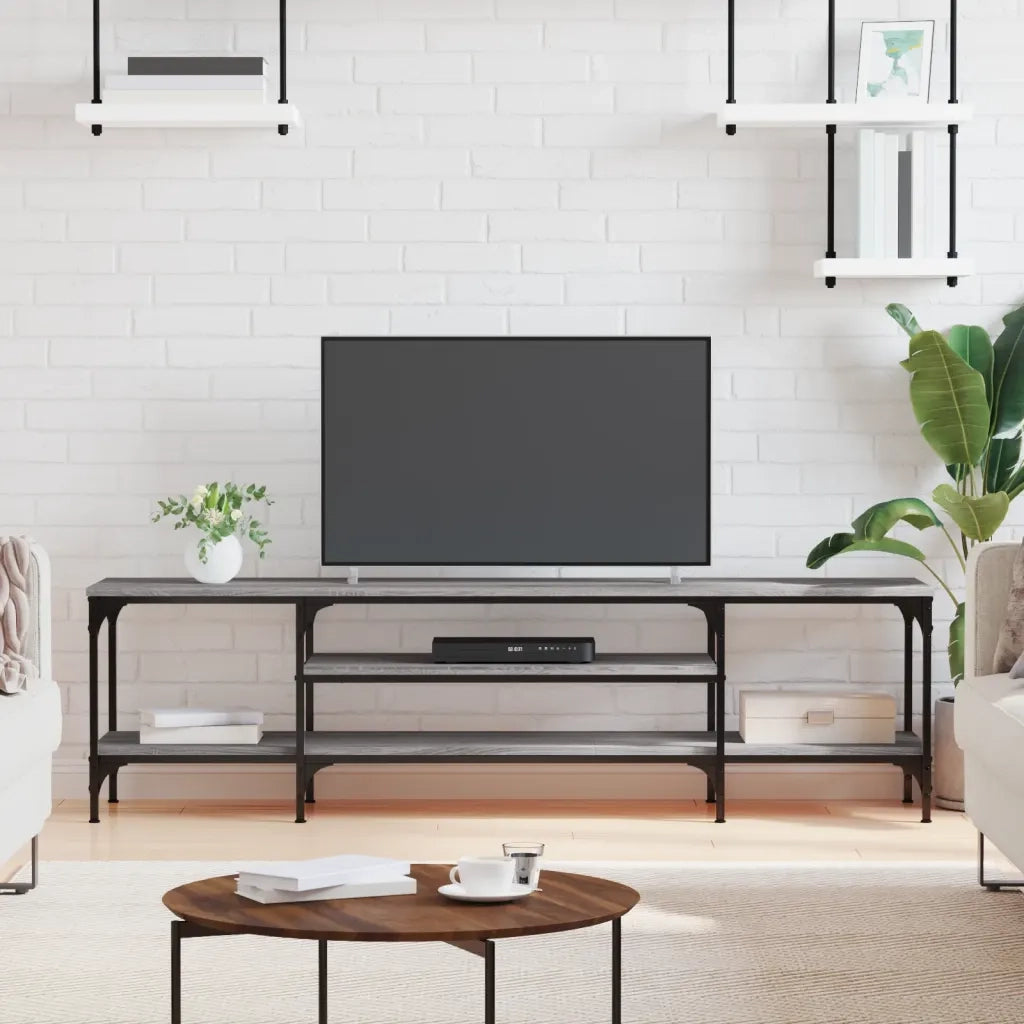 Mobile TV-Credenza TV-Console TV Grigio Sonoma 161x35x45 cm Legno Multistrato e Ferro